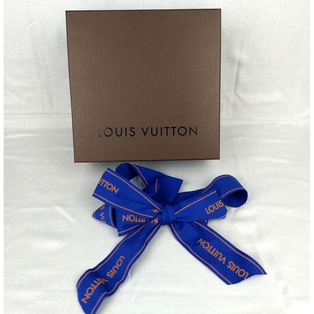 Louis Vuitton Brown Gift Box Large Empty Box Only &‎ Blue LV 2"W Logo Ribbon